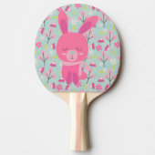 Roze Bunnies en Flowers Tafeltennisbatje (Voorkant)