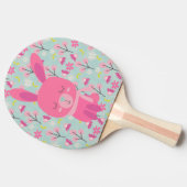 Roze Bunnies en Flowers Tafeltennisbatje (Zijkant)