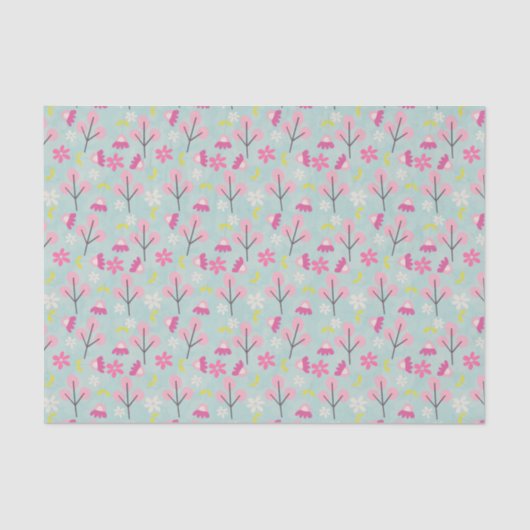 Roze Bunnies en Flowers Tissuepapier (Voorkant)