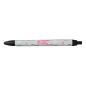 Roze Bunnies en Flowers Zwarte Inkt Pen (Voorkant)