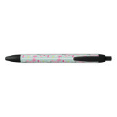 Roze Bunnies en Flowers Zwarte Inkt Pen (Achterkant)