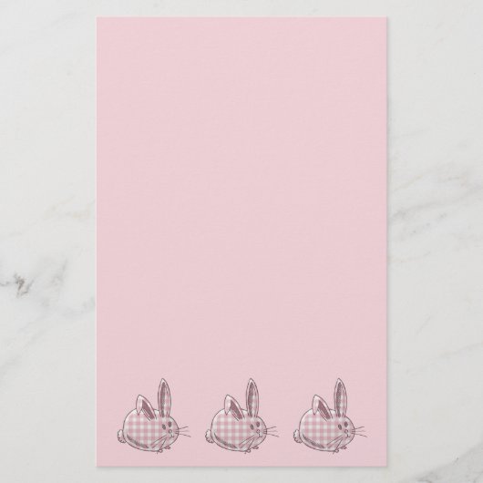 roze bunnies gingham briefpapier (Voorkant)