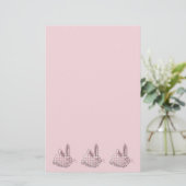 roze bunnies gingham briefpapier (Staand voorkant)