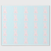 Roze Bunnies op blauw pakpapier (Vlak)