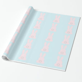 Roze Bunnies op blauw pakpapier