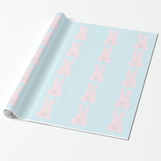 Roze Bunnies op blauw pakpapier (Uitgerold)