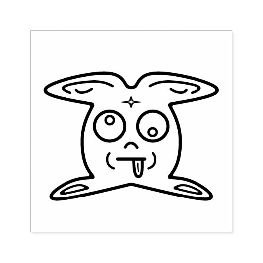 Roze bunny-achtige ding v2 rubberstempel (Afrduk)