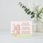 Roze Bunny Baby shower Boek Invoegen Verzoek Kaart (Staand voorkant)