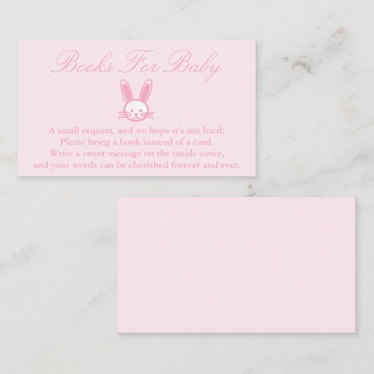 Roze Bunny-Baby shower-boeken voor Baby-kaarten Informatiekaartje (Voorkant / Achterkant)