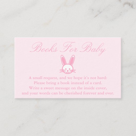 Roze Bunny-Baby shower-boeken voor Baby-kaarten Informatiekaartje (Voorkant)