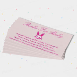 Roze Bunny-Baby shower-boeken voor Baby-kaarten Informatiekaartje
