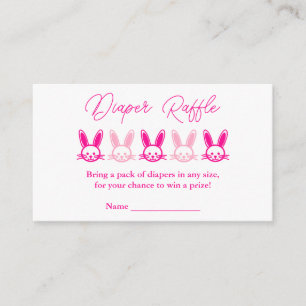 Roze Bunny Baby shower Diaper Raffle Informatiekaartje