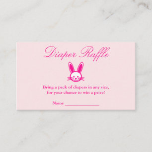 Roze Bunny Baby shower Diaper Raffle Informatiekaartje