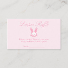 Roze Bunny Baby shower Diaper Raffle Informatiekaartje