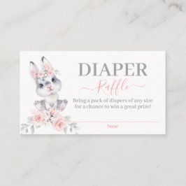 Roze Bunny Baby shower Girl Diaper Raffle Card Informatiekaartje