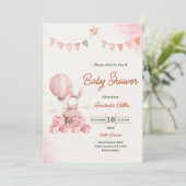 Roze Bunny Baby shower Kaart (Staand voorkant)