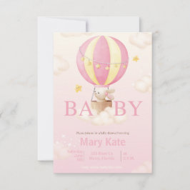 Roze Bunny Baby shower Kaart