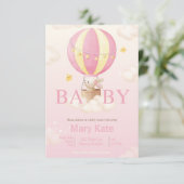 Roze Bunny Baby shower Kaart (Staand voorkant)
