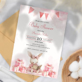 Roze Bunny Baby shower Uitnodiging