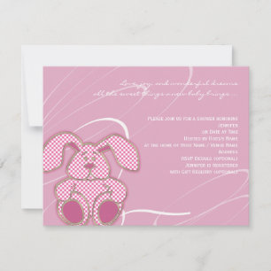 Roze Bunny Baby shower Uitnodiging