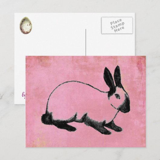 Roze Bunny Briefkaart (Voorkant / Achterkant)