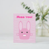 Roze bunny briefkaart (Staand voorkant)