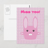 Roze bunny briefkaart (Voorkant / Achterkant)