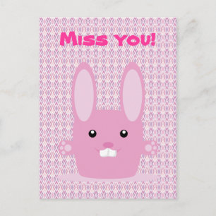 Roze bunny briefkaart