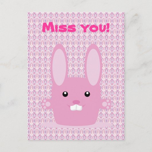 Roze bunny briefkaart (Voorkant)