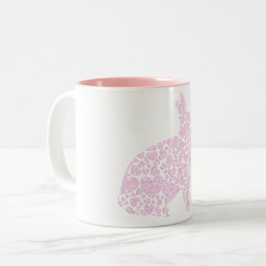 Roze Bunny Coffee-Mok Tweekleurige Koffiemok (Voorkant links)