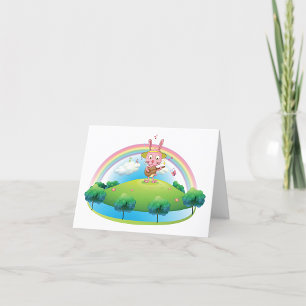 Roze Bunny die gitaar speelt Bedankkaart