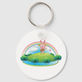 Roze Bunny die gitaar speelt Sleutelhanger (Voorkant)