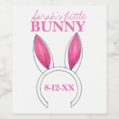 Roze Bunny Ears Baby shower Favor Wijn Etiket (Enkel label)