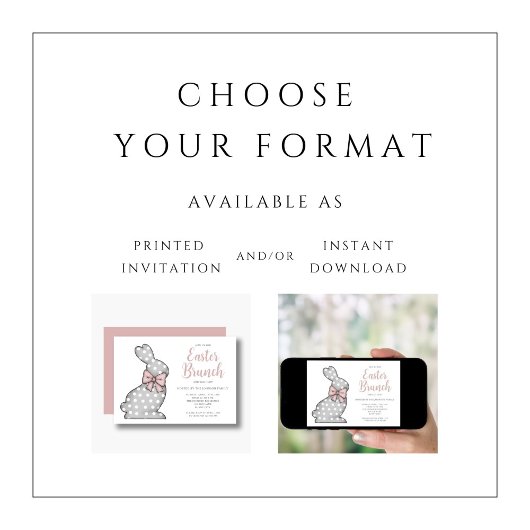 Roze Bunny Easter Brunch en Egg Hunt Kaart