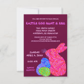 Roze bunny Easter Egg Hunt & BBQ Custom Invite Kaart (Voorkant)