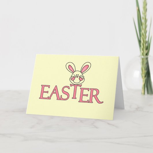 Roze Bunny Easter T-shirts en cadeautjes Feestdagen Kaart (Voorkant)