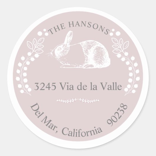 Roze Bunny Elegant Return Address Sticker (Voorkant)