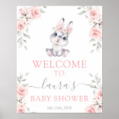 Roze Bunny Girl Welkomstteken Poster (Voorkant)