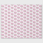 Roze bunny Heart Pattern Valentijnse Gift Cadeaupapier (Vlak)