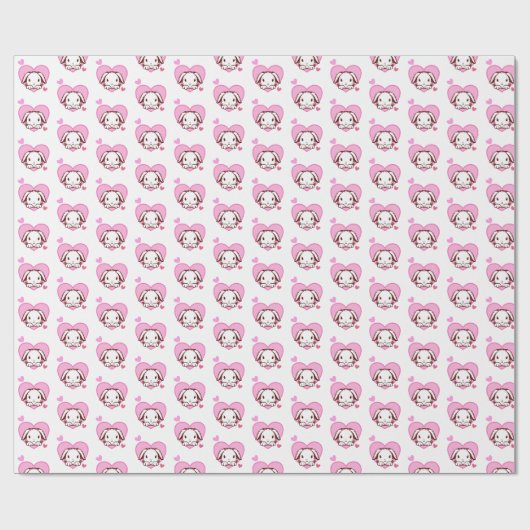 Roze bunny Heart Pattern Valentijnse Gift Cadeaupapier (Vlak)