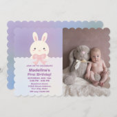 Roze Bunny is de eerste verjaardag van één baby. Kaart (Voorkant / Achterkant)