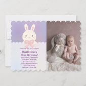 Roze Bunny is de eerste verjaardag van één baby. Kaart (Voorkant)