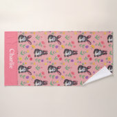 Roze Bunny Kids Badhanddoek (Badhanddoek)