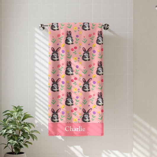Roze Bunny Kids Badhanddoek