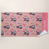 Roze Bunny Kids Strandlaken (Voorkant)