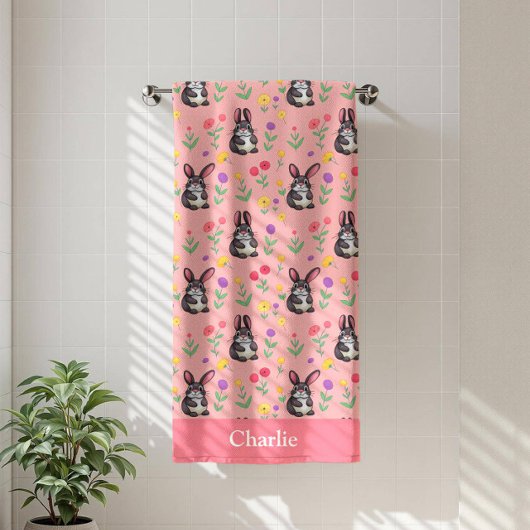 Roze Bunny Kids Strandlaken