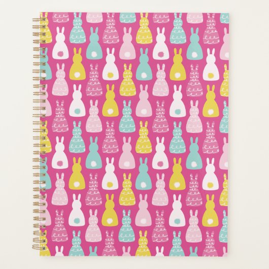 Roze Bunny Konijn Patroon Planner (Voorkant)