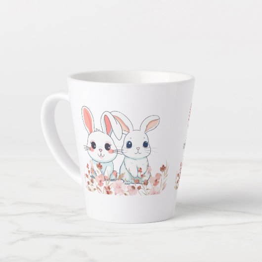 Roze Bunny Latte Mok (Linkerhoek)