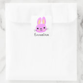 Roze Bunny - Lente + Pasen Vierkante Sticker (Tas)