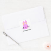 Roze Bunny - Lente + Pasen Vierkante Sticker (Envelop)